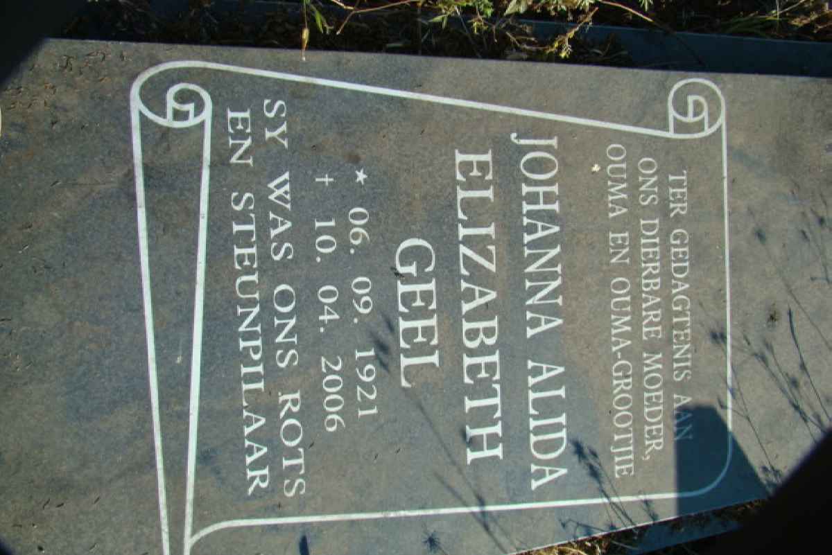 GEEL Johanna Alida Elizabeth 1921-2006