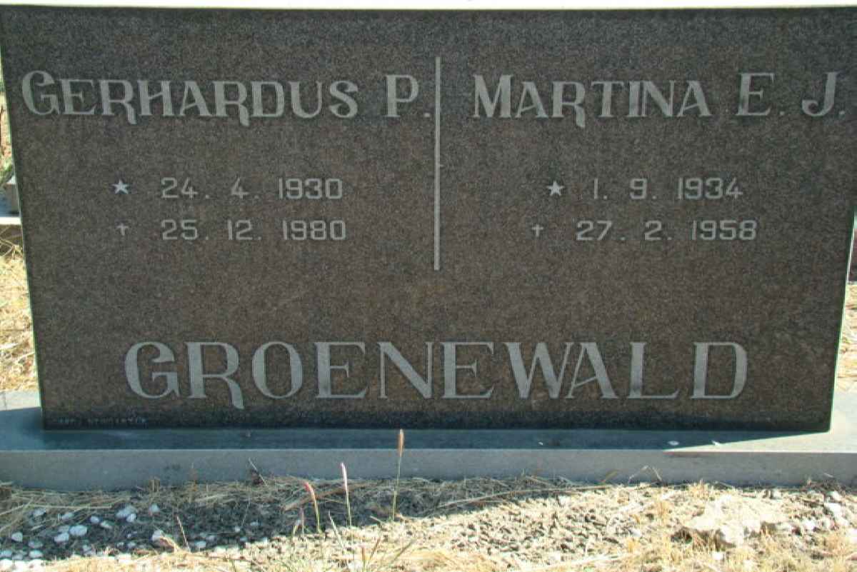 GROENEWALD Gerhardus P. 1930-1980 &amp; Martina E.J. 1934-1958