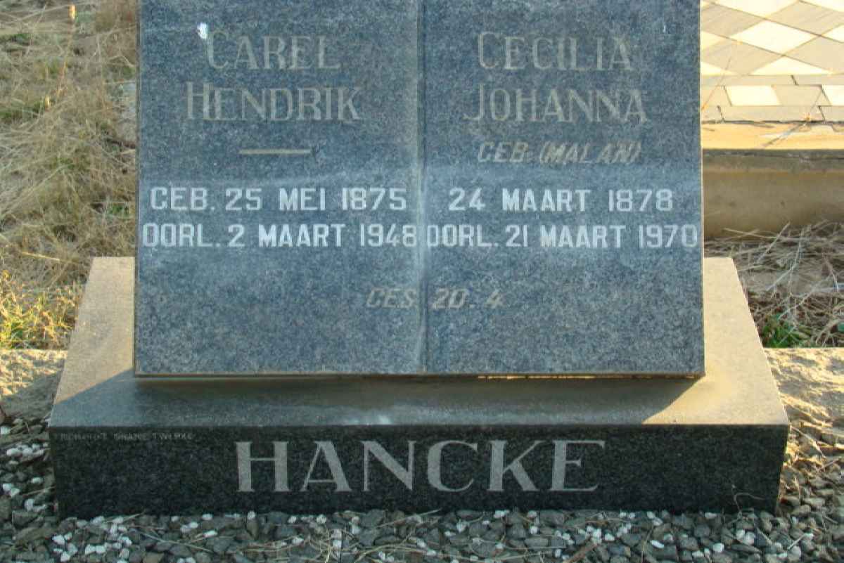 HANCKE Carel Hendrik 1875-1948 &amp; Cecilia Johanna MALAN 1878-1970
