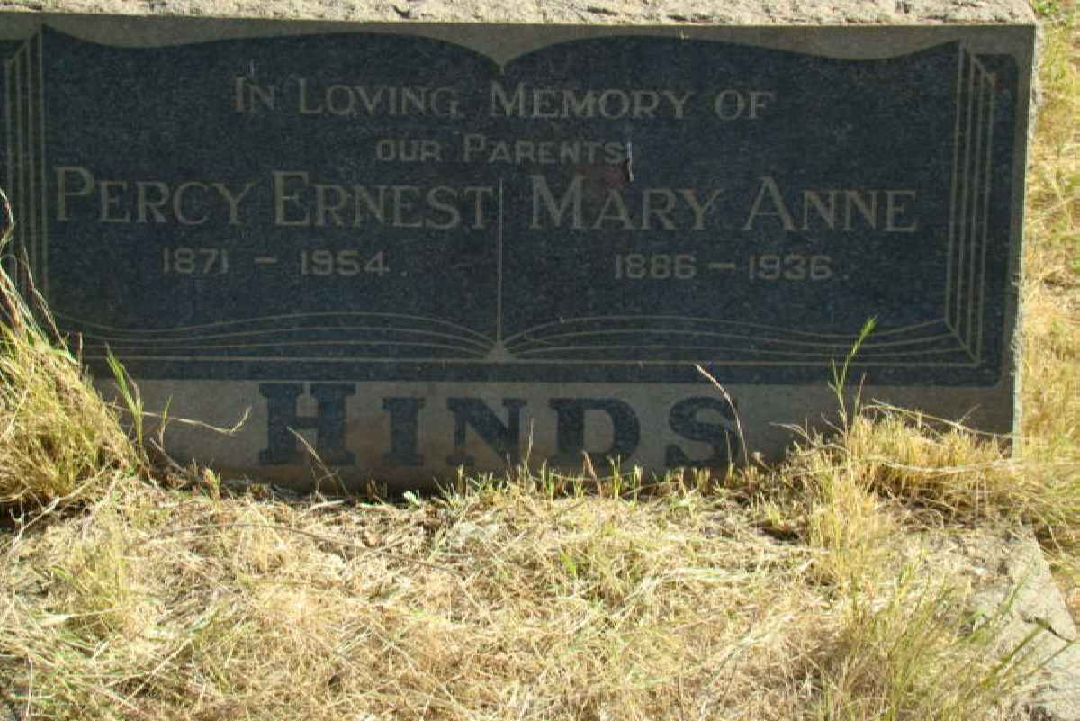 HINDS Percy Ernest 1871-1954 &amp; Mary Anne 1886-1936