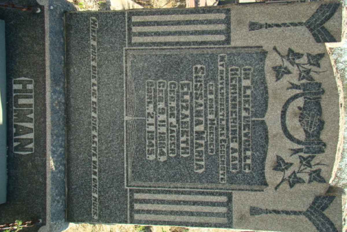 HUMAN Sussana Maria Elizabeth nee DE JAGER 1884-1945