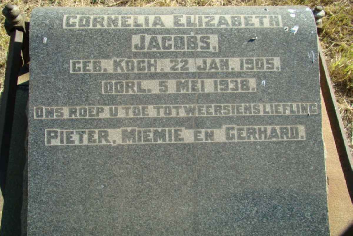 JACOBS Cornelia Elizabeth nee KOCH 1905-1938