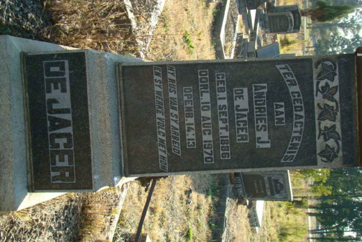 JAGER Andries J., de 1886-1970