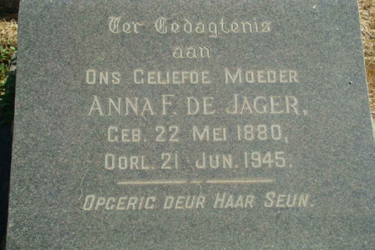 JAGER Anna F., de 1880-1945
