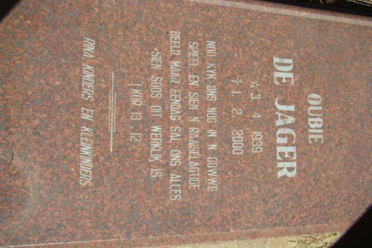 JAGER Oubie, de 1939-2000