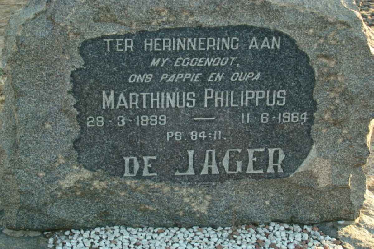 JAGER Marthinus Philippus, de 1889-1964