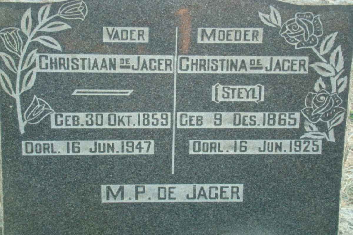 JAGER Christiaan, de 1859-1947 &amp; Christina STEYL 1865-1925