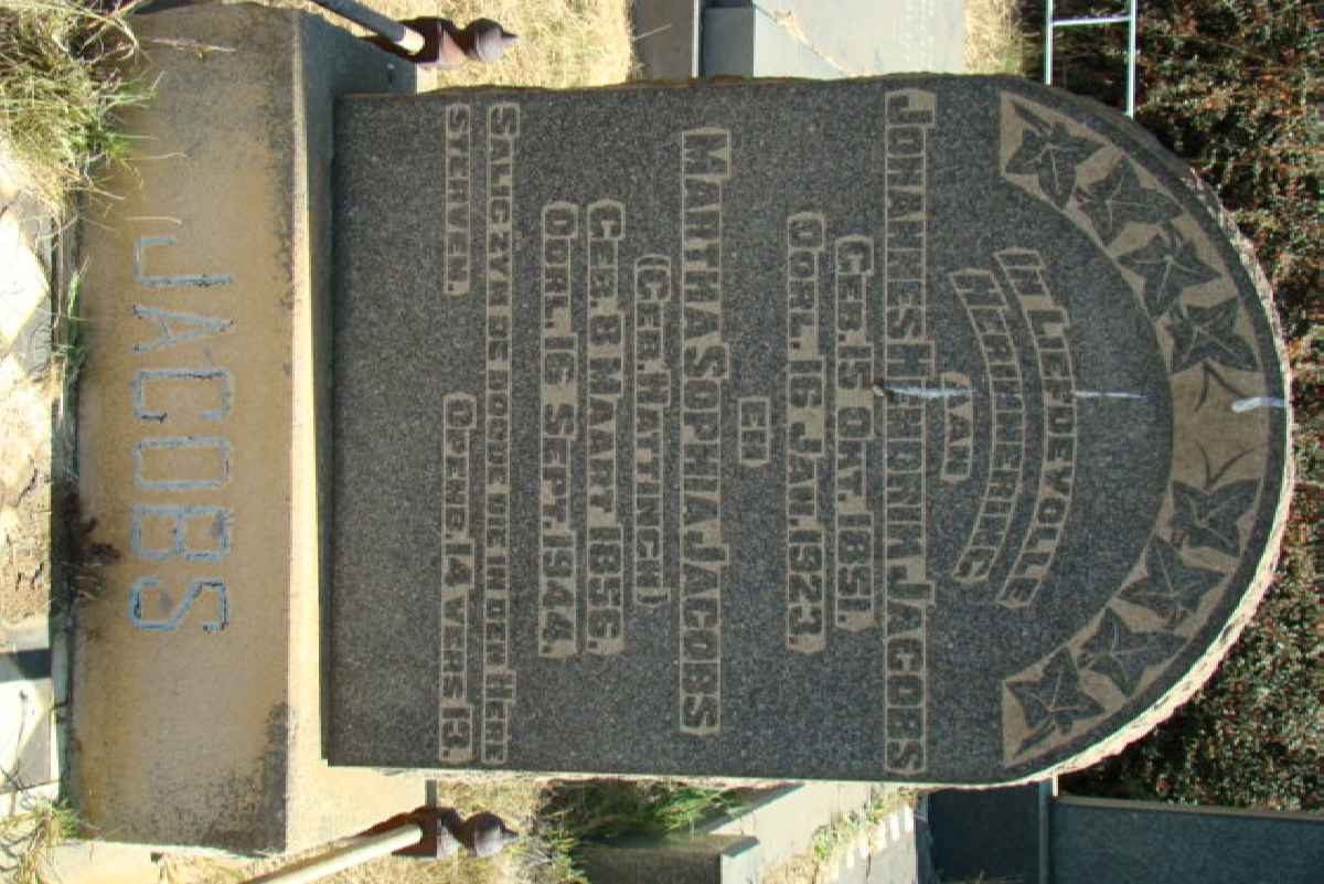 JACOBS Johannes Hendrik 1851-1923 &amp; Martha Sophia HATTINGH 1856-1944