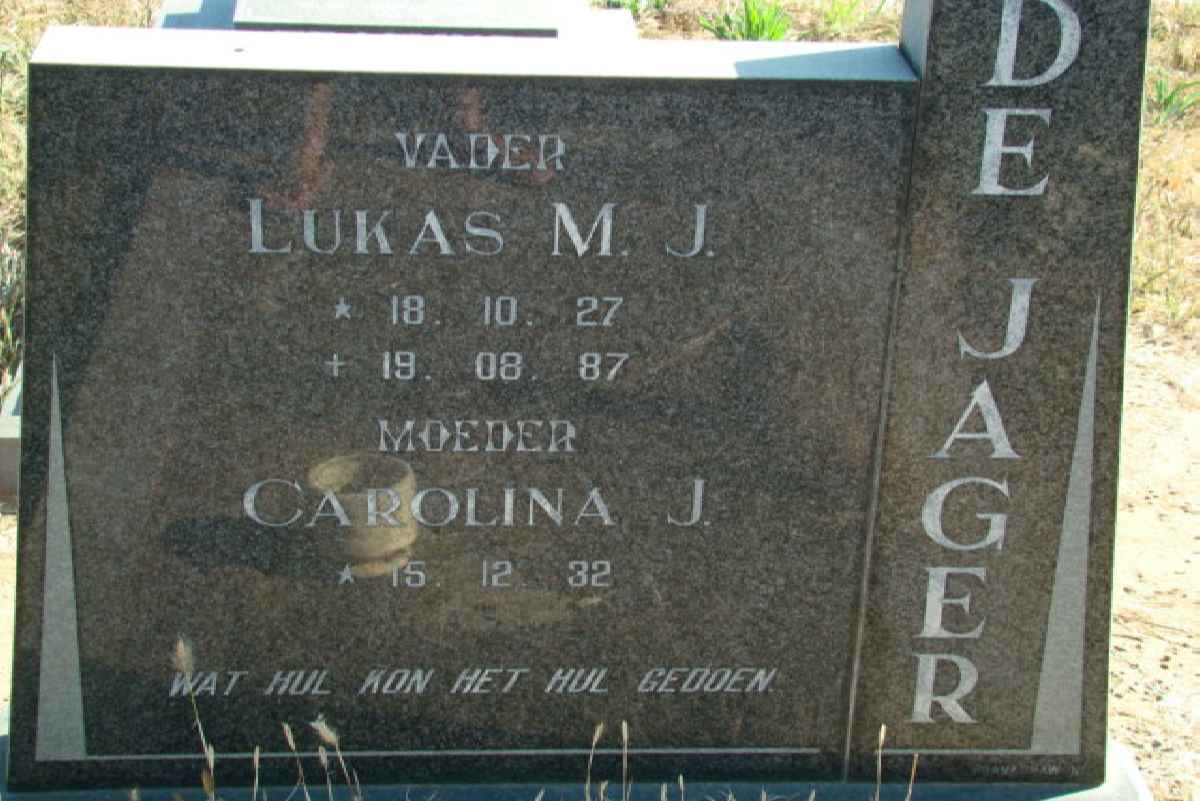 JAGER Lukas M.J., de 1927-1987 &amp; Carolina J. 1932-