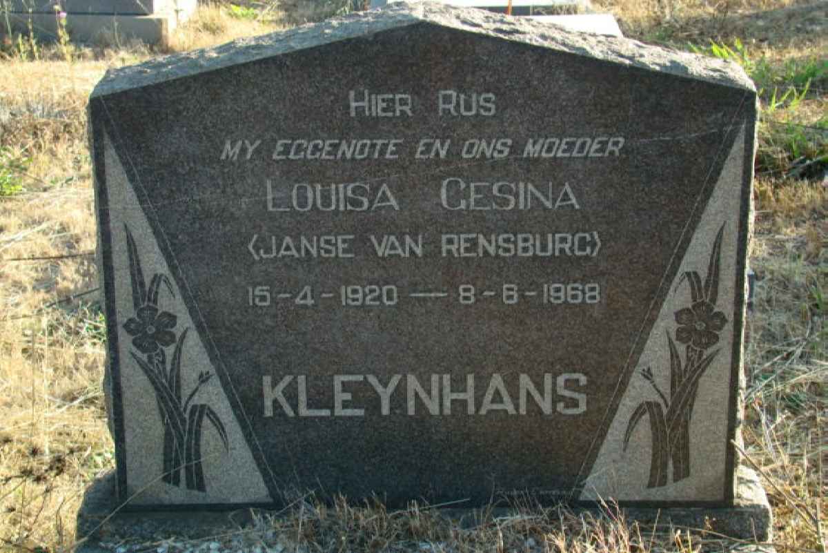 KLEYNHANS Louisa Gesina nee Janse van RENSBURG 1920-1968