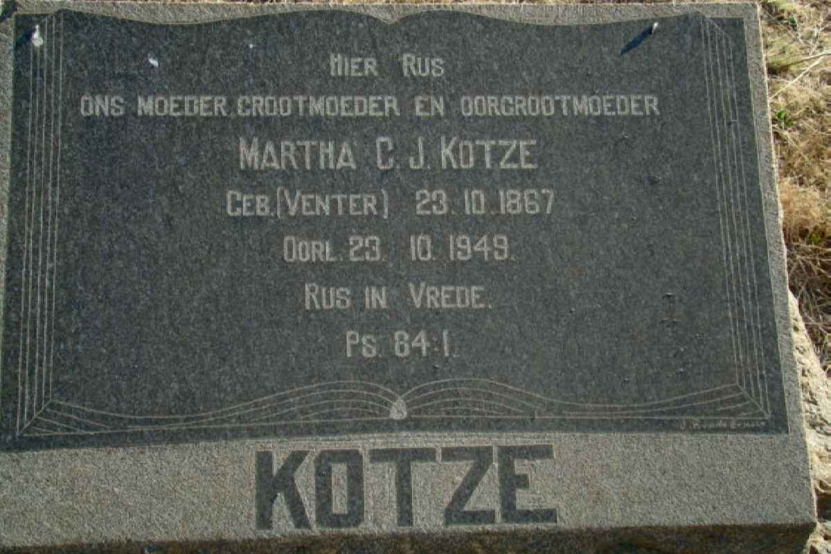 KOTZE Martha C.J. nee VENTER 1867-1949