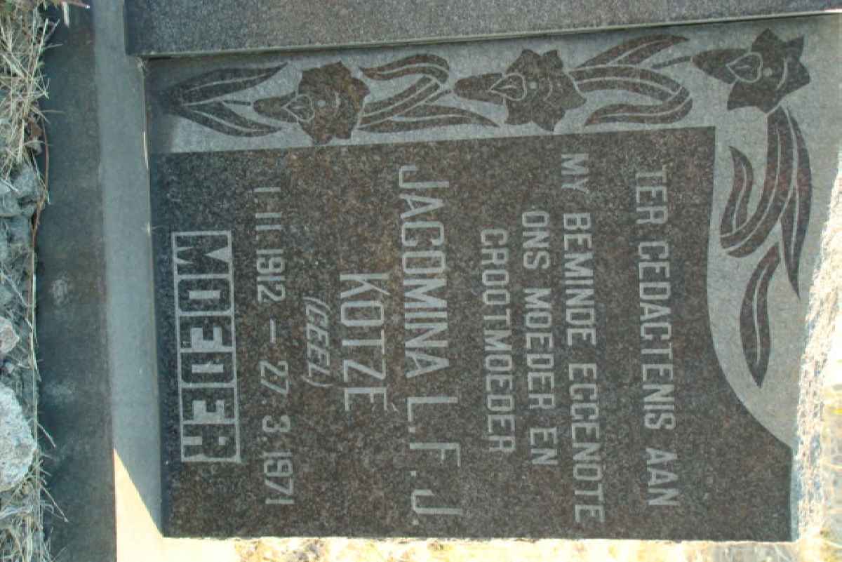 KOTZE Jacomina L.F.J. nee GEEL 1912-1971