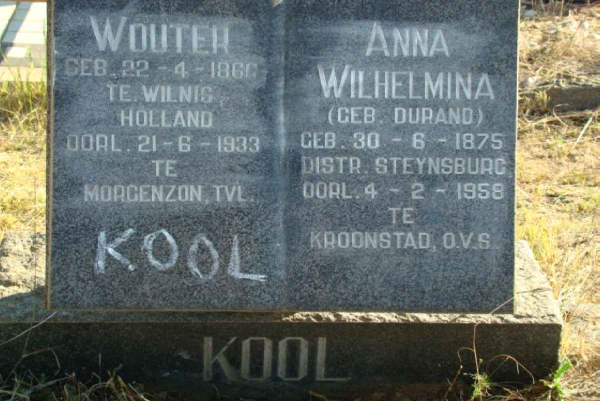 KOOL Wouter 1866-1933 &amp; Anna Wilhelmina DURAND 1875-1958