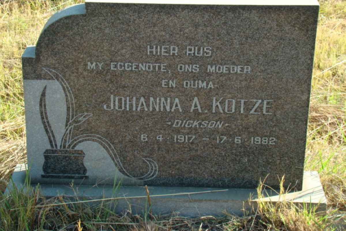 KOTZE Johanna A. nee DICKSON 1917-1982