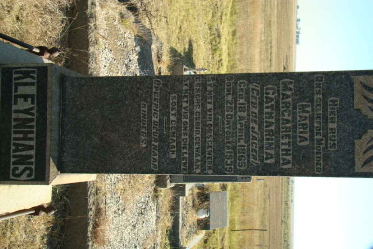 KLEYNHANS Maria Margaretha Catharina nee DE JAGER 1865-1939