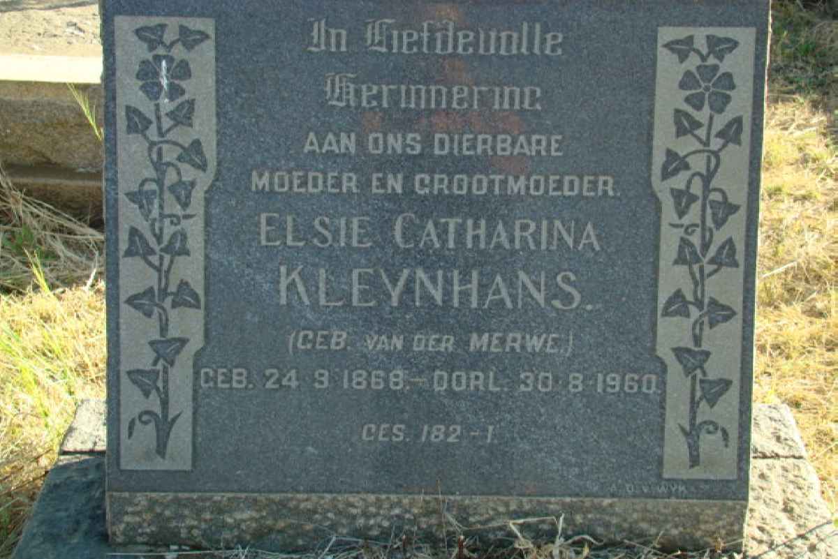 KLEYNHANS Elsie Catharina nee VAN DER MERWE 1868-1960