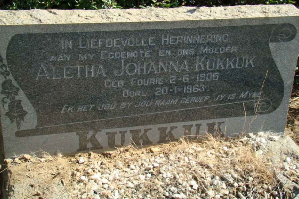 KUKKUK Aletha Johanna nee FOURIE 1906-1963