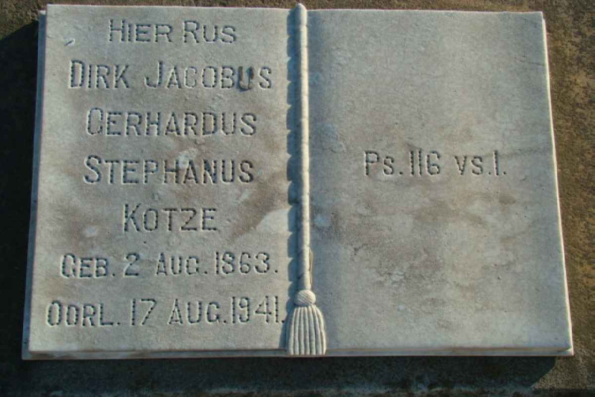 KOTZE Dirk Jacobus Gerhardus Stephanus 1863-1941