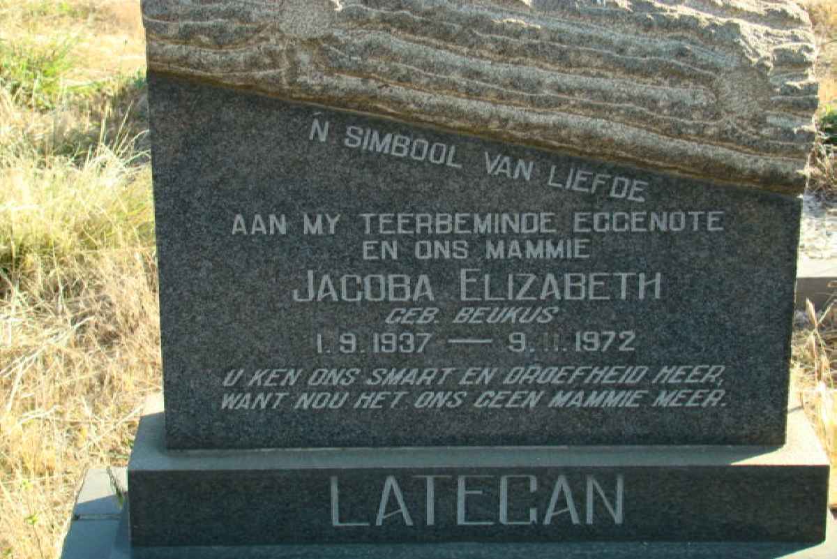 LATEGAN Jacoba Elizabeth nee BEUKUS 1937-1972