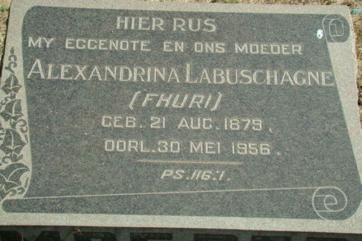 LABUSCHAGNE Alexandrina nee FHURI 1879-1956