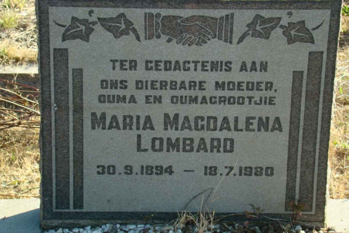 LOMBARD Maria Magdalena 1894-1980