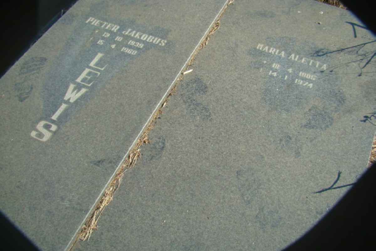 LEWIS Pieter Jakobus 1939-1960 &amp; Maria Aletta 1936-1974
