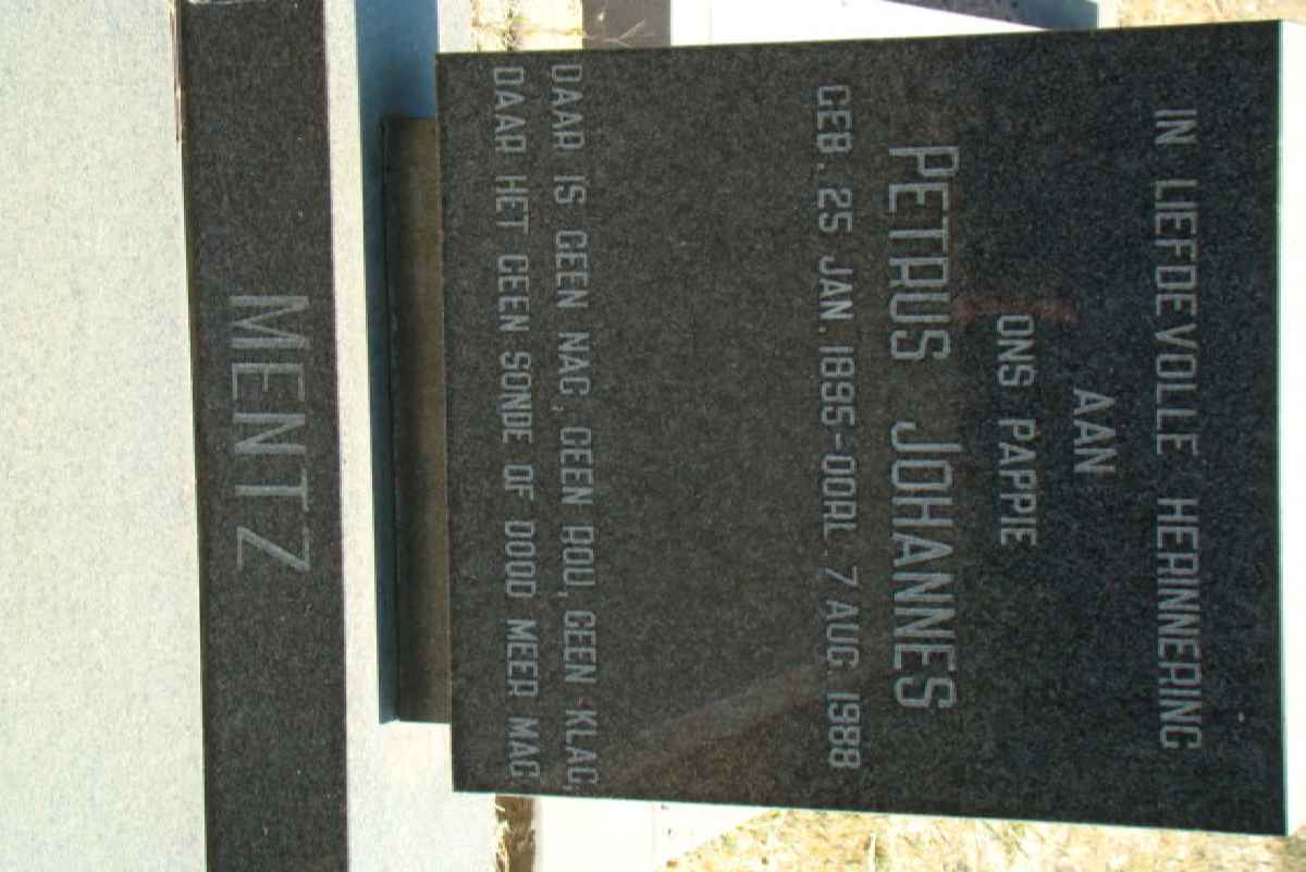 MENTZ Petrus Johannes 1895-1988