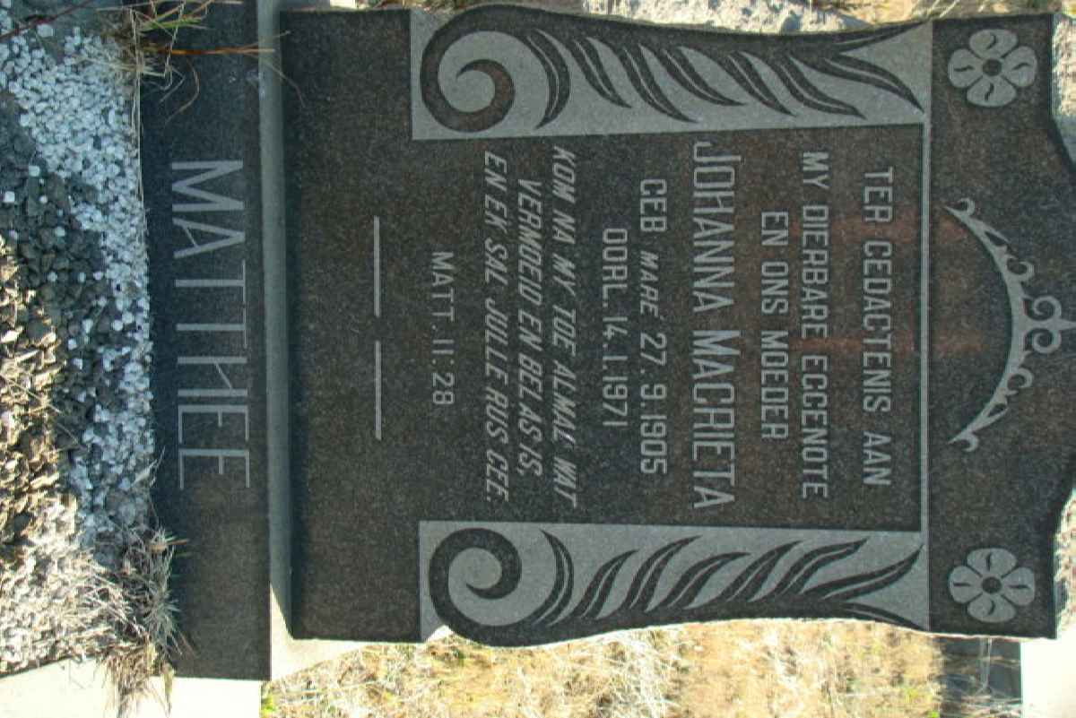 MATTHEE Johanna Magrieta 1905-1971