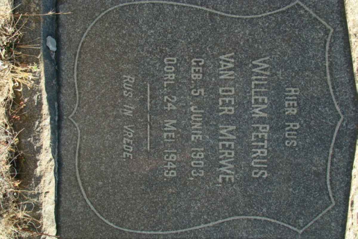 MERWE Willem Petrus, van der 1903-1949
