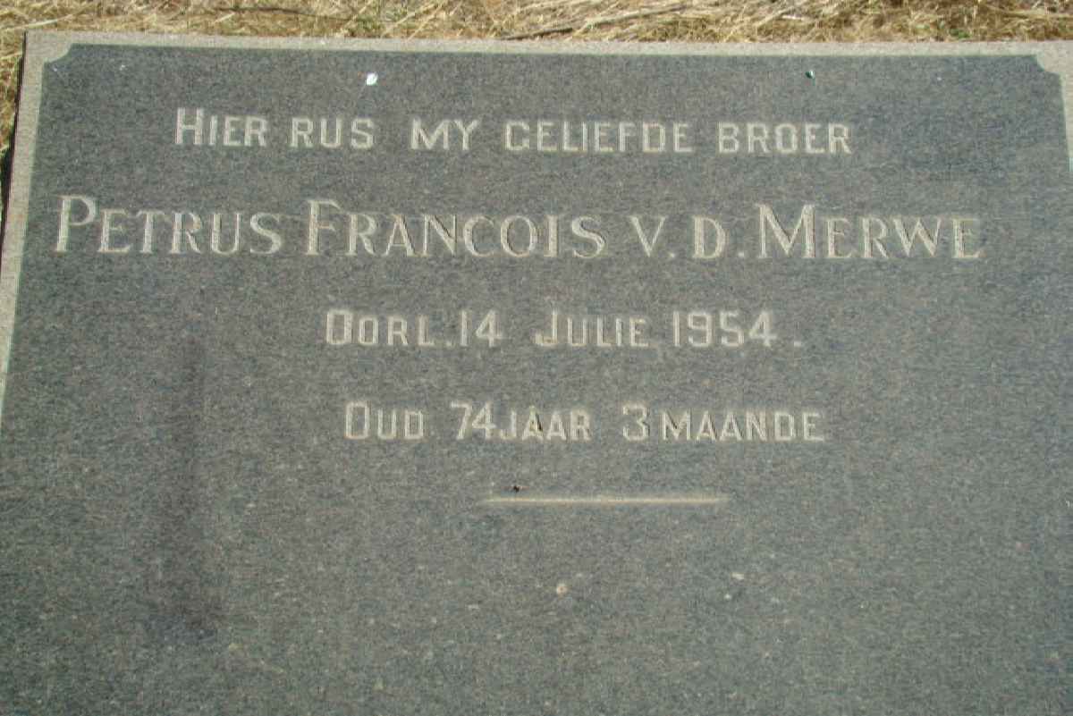 MERWE Petrus Francois, van der -1954