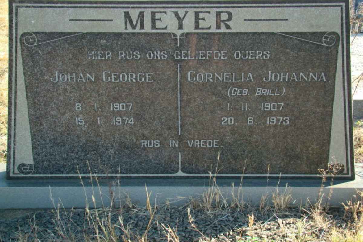 MEYER Johan George 1907-1974 &amp; Cornelia Johanna BRILL 1907-1973