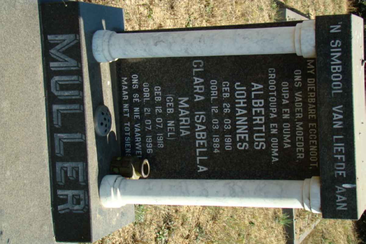MULLER Albertus Johannes 1910-1984 &amp; Clara Isabella Maria NEL 1918-1996
