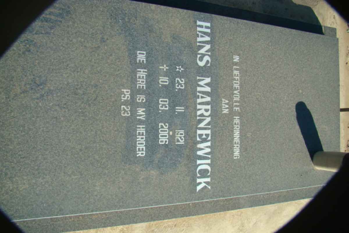 MARNEWICK Hans 1921-2006