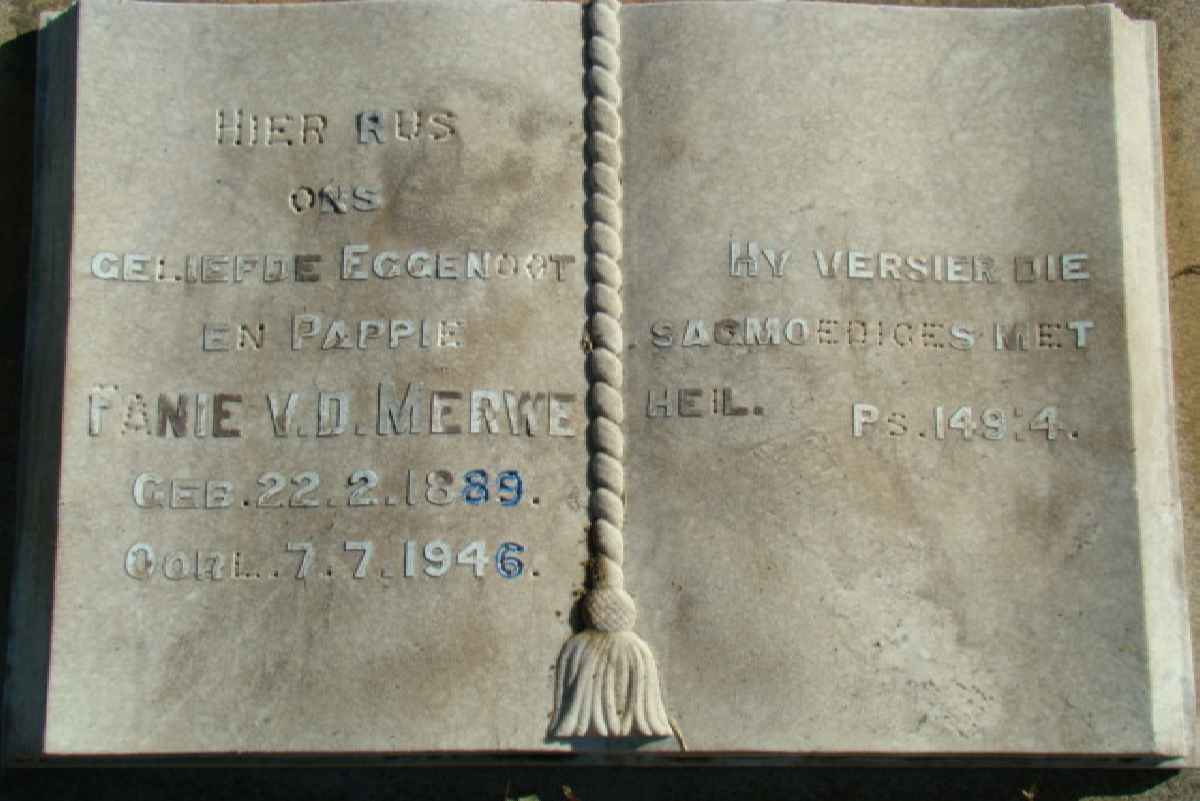 MERWE Fanie, van der 1889-1946