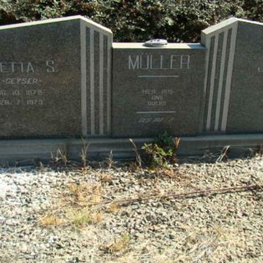 MULLER Jan C.T. 1873-1942 &amp; Aletta S. GEYSER 1879-1973