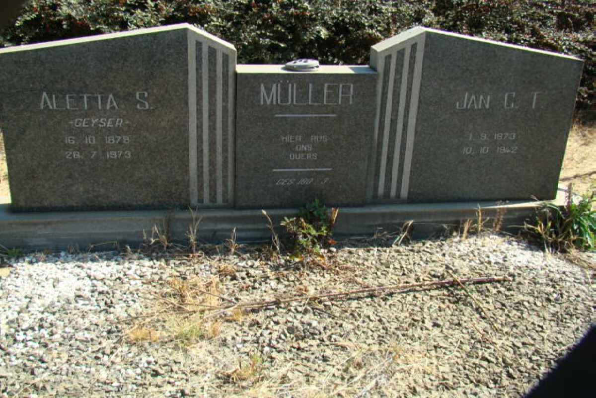 MULLER Jan C.T. 1873-1942 &amp; Aletta S. GEYSER 1879-1973