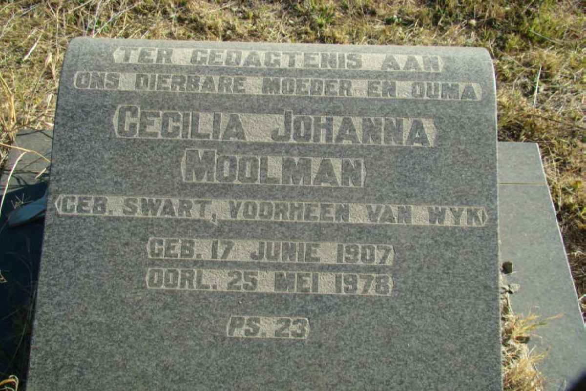 MOOLMAN Cecilia Johanna formerly VAN WYK nee SWART 1907-1978