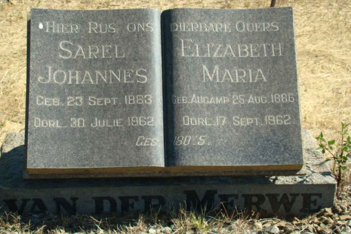 MERWE Sarel Johannes, van der 1883-1962 &amp; Elizabeth Maria AUCAMP 1886-1962