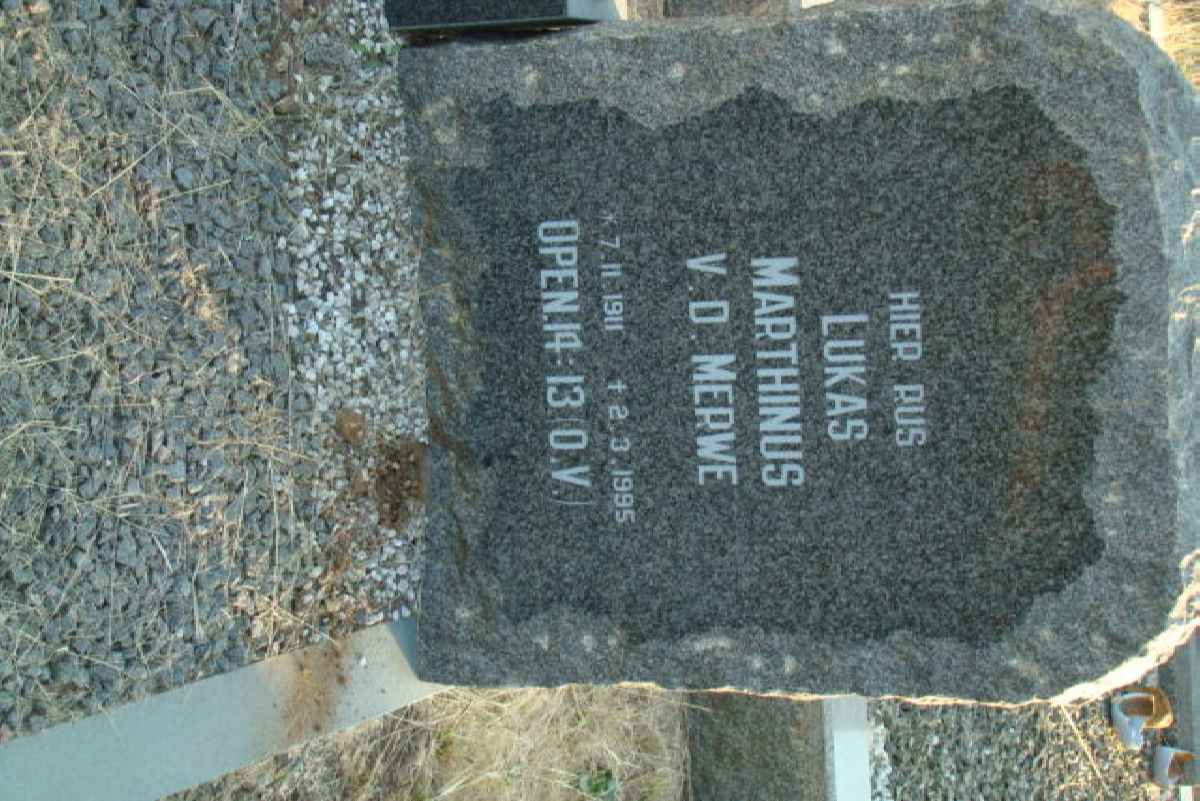 MERWE Lukas Marthinus, v.d. 1911-1995