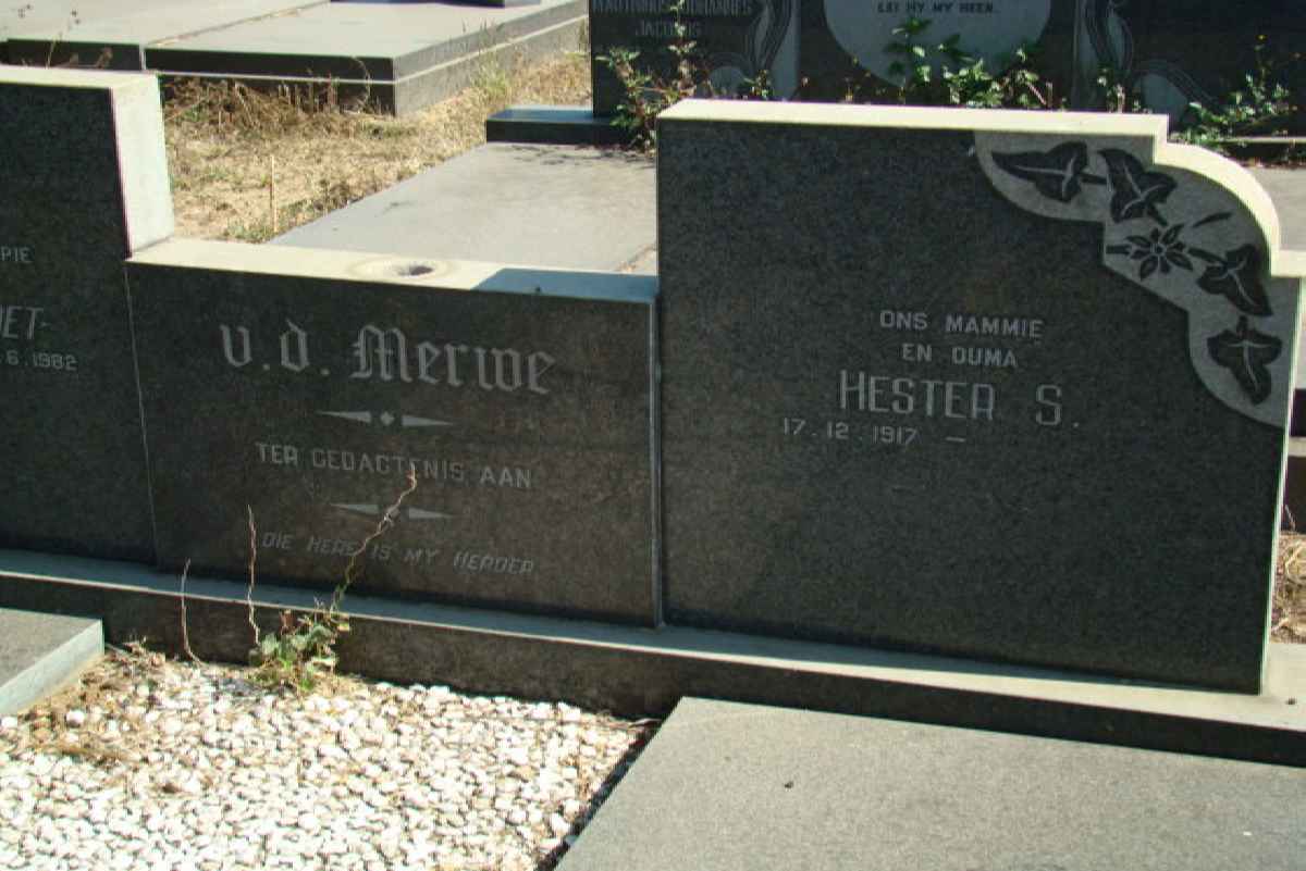 MERWE Hester S., van der 1917-