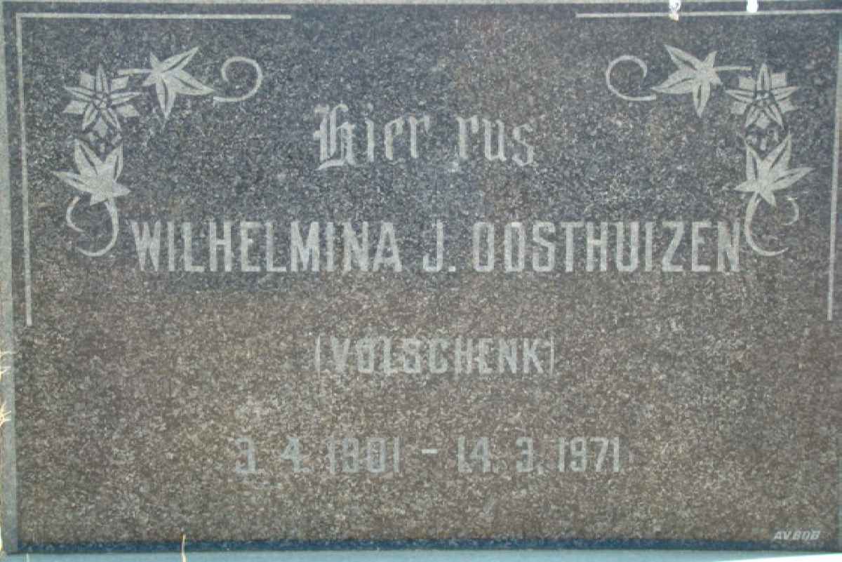 OOSTHUIZEN Wilhelmina J. nee VOLSCHENK 1901-1971