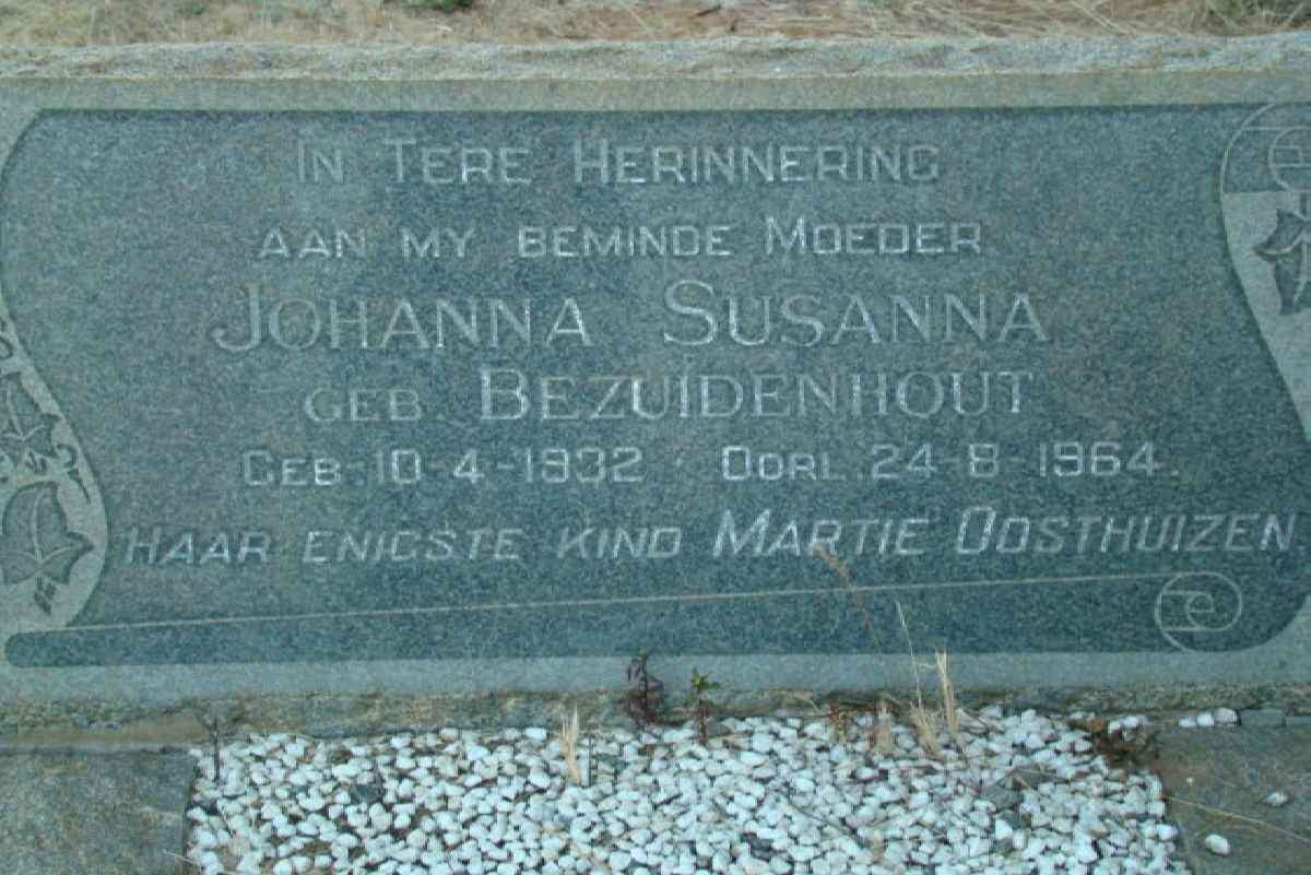 OOSTHUIZEN Johanna Susanna nee BEZUIDENHOUT 1932-1964