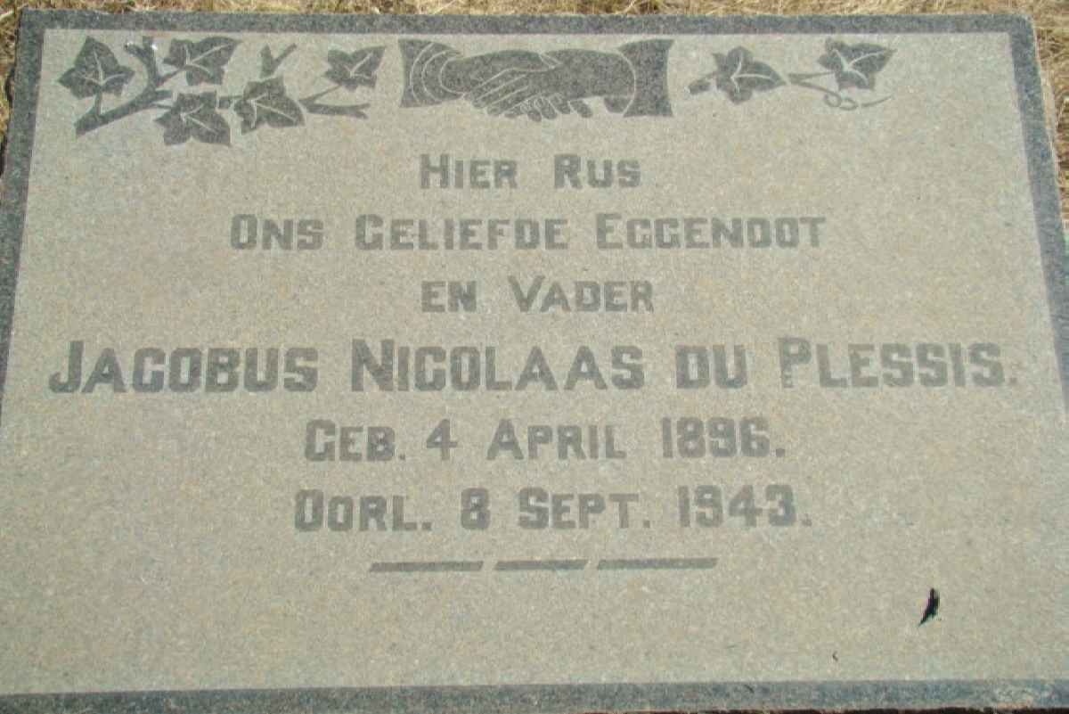 PLESSIS Jacobus Nicolaas, du 1896-1943