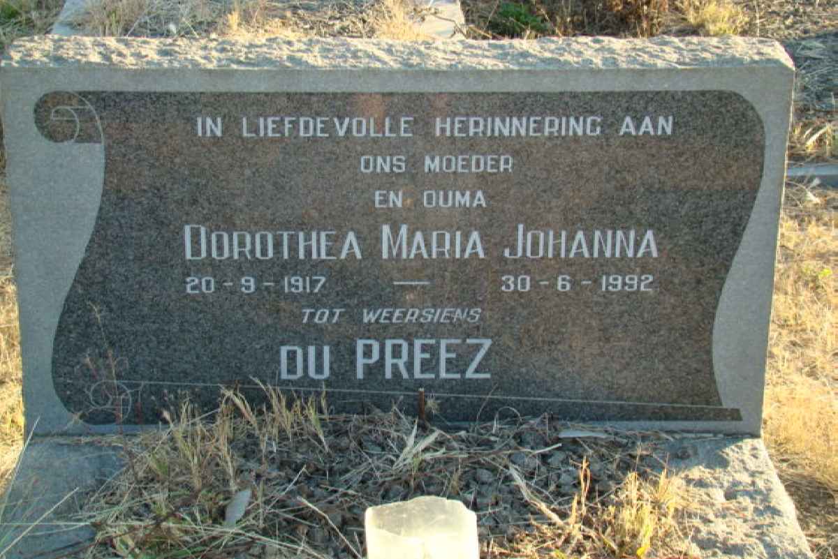 PREEZ Dorothea Maria Johanna, du 1917-1992