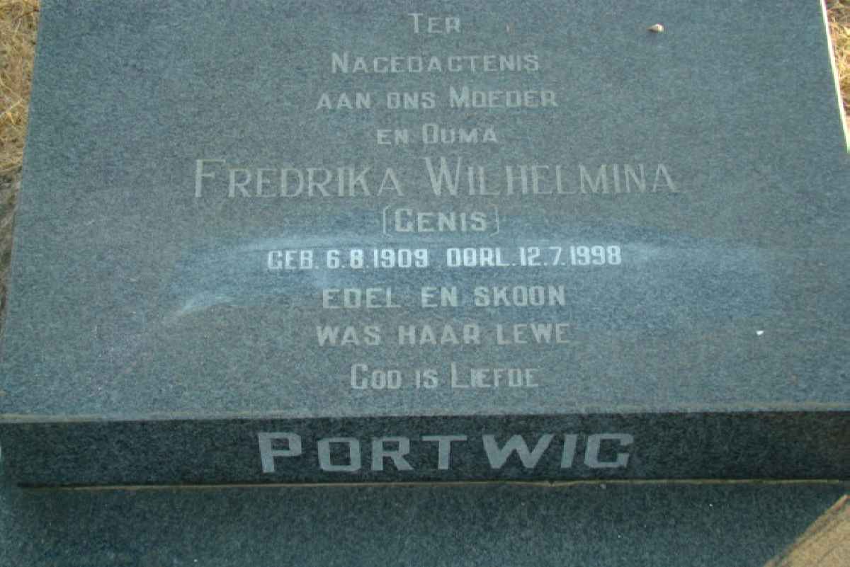 PORTWIG Fredrika Wilhelmina nee 1909-1998