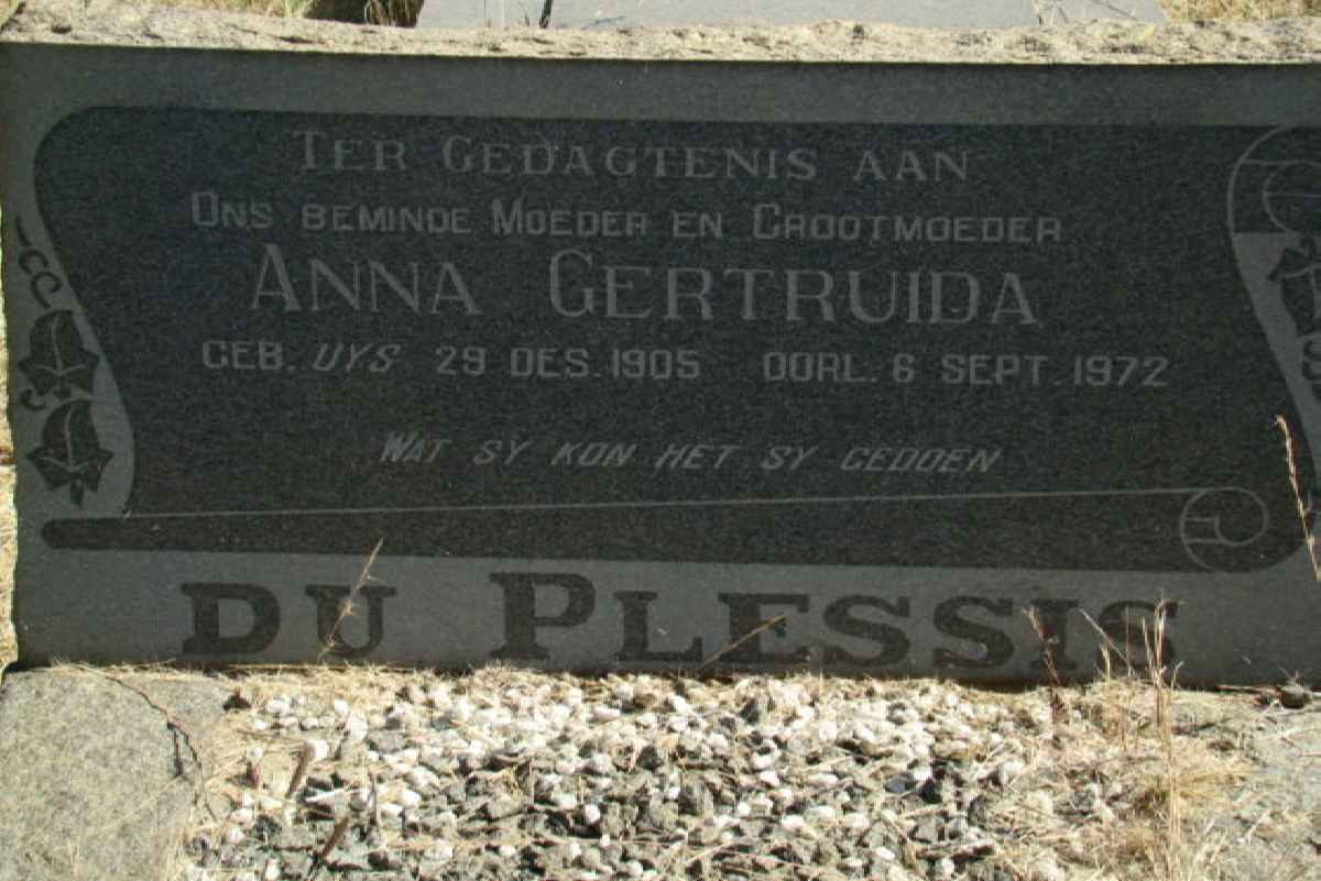 PLESSIS Anna Gertruida, du nee UYS 1905-1972