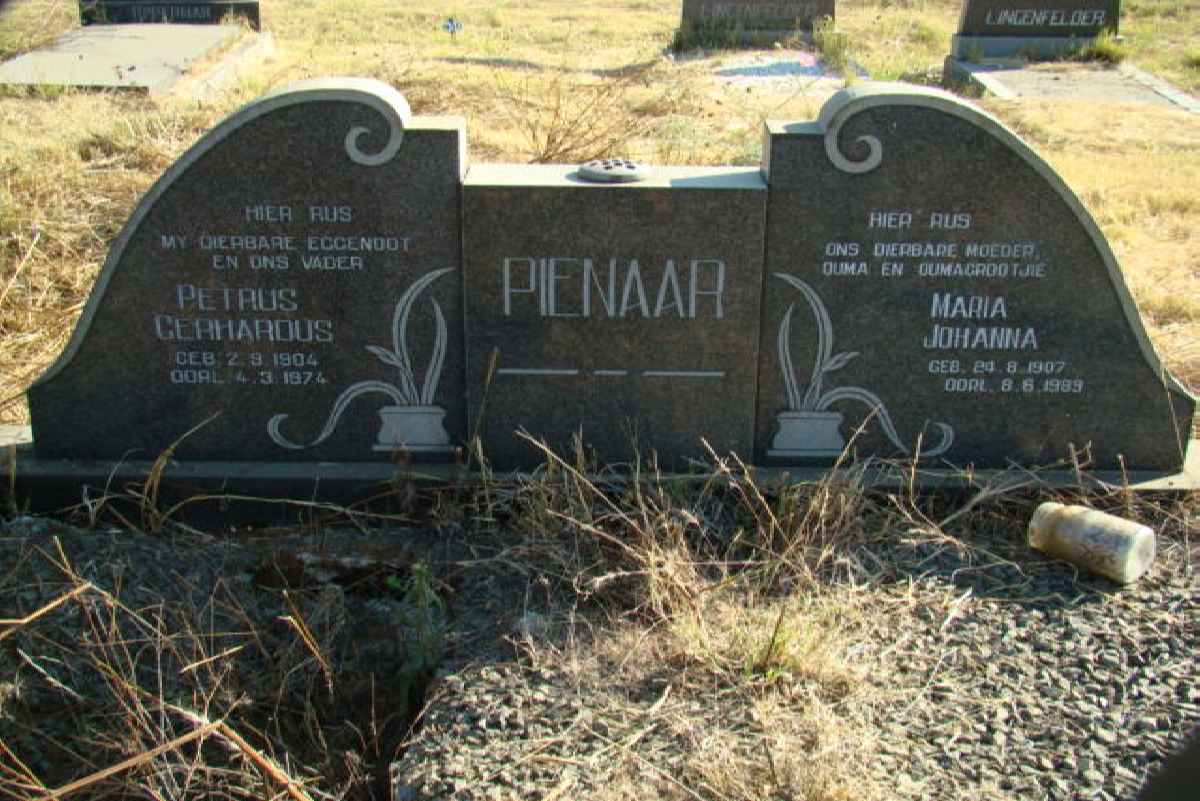 PIENAAR Petrus Gerhardus 1904-1974 &amp; Maria Johanna 1907-1989