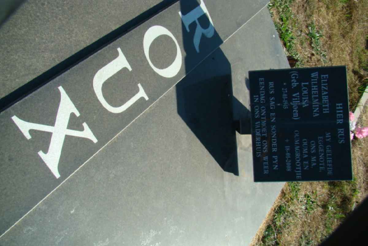 ROUX Elizabeth Wilhelmina Louisa nee VILJOEN 1945-2008