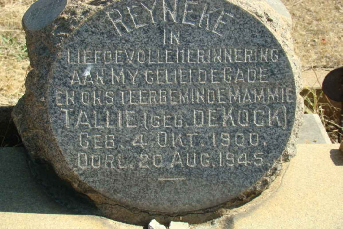 REYNEKE Tallie nee DE KOCK 1900-1945