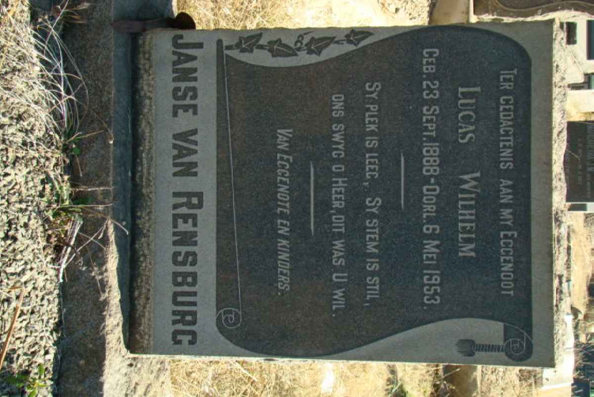 RENSBURG Lucas Wilhelm, Janse van 1888-1953